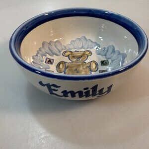 Louisville Pottery Teddy Bear Stoneware Baby Child Bowl Emily Made in USA
